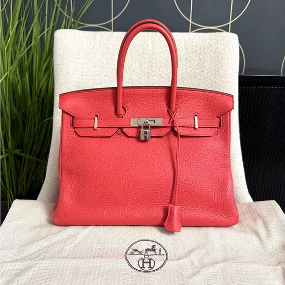 HERMES Birkin 35 handbag Clemence leather Bougainvillier Pink - Picture 1 of 16